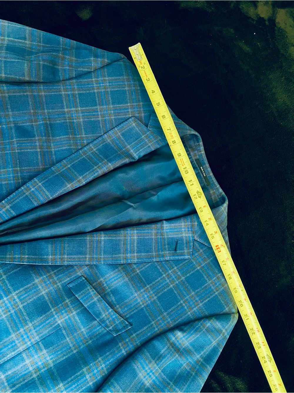 Ermenegildo Zegna Made in Italy Blue Plaid Sport Coat with Subtle Tan Windowpane - Picture 10 of 14